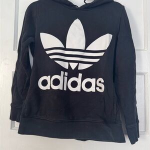 Adidas Black and White Trefoil Hoodie Sweatshirt